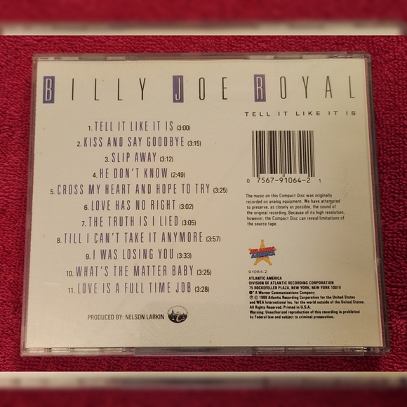 Billy Joe Royal - Tell It Like It Is CD 1989 - Picture 2 of 2